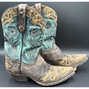 Vtg Dan Post  Bluebird Snip Toe Women's 9M Leather Western Cowboy Boots DP3544